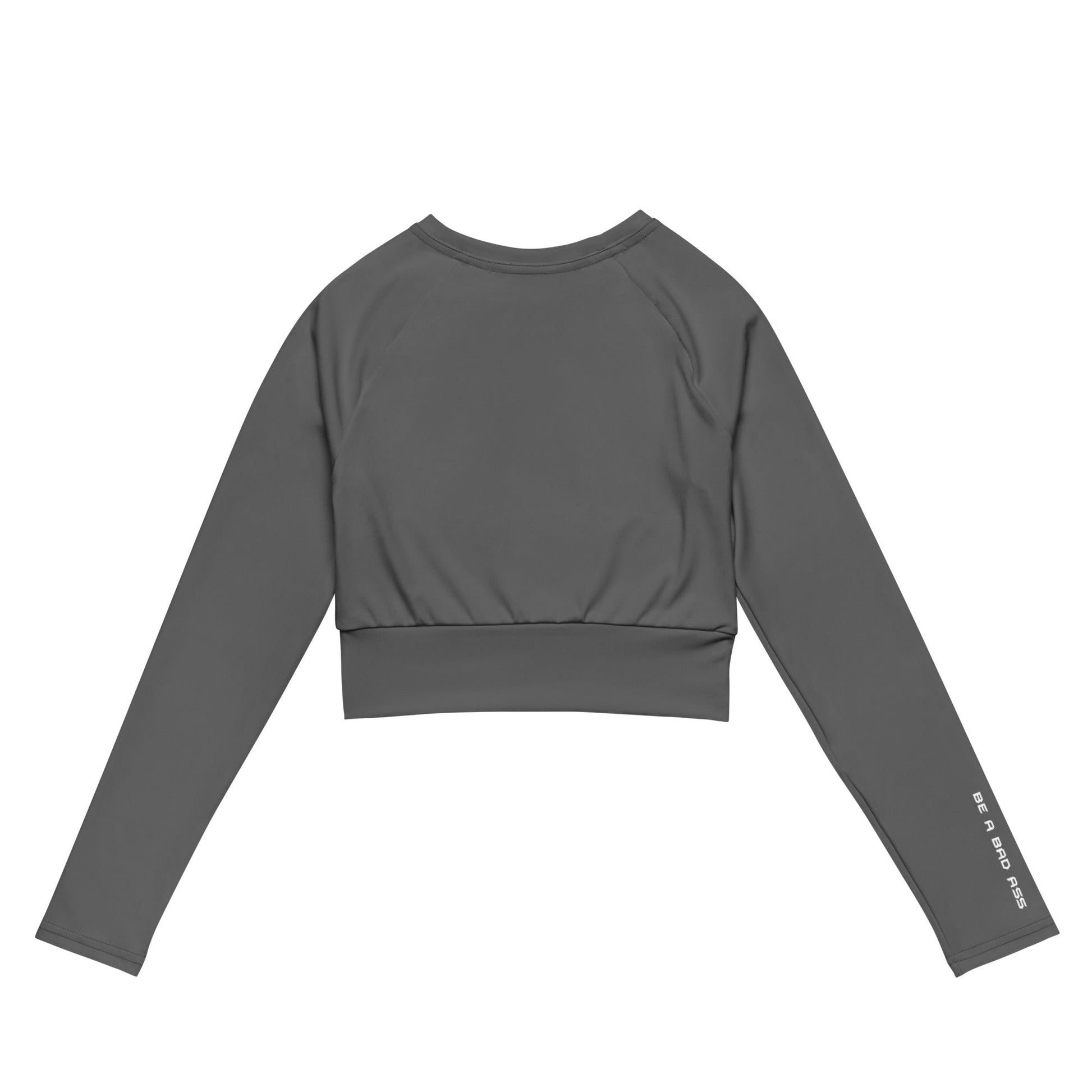 Recycled Long-Sleeve Crop Top Grey Back