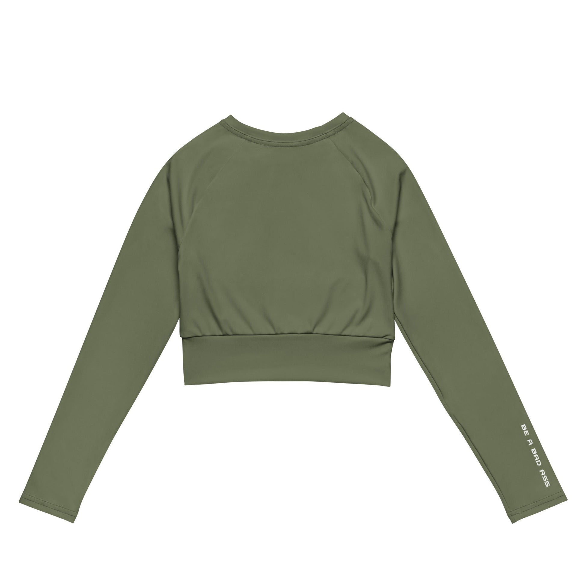 Recycled Long-Sleeve Crop Top Green Back