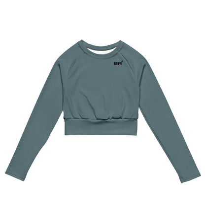 recycled long sleeve crop top gothic front - basquaredfitness