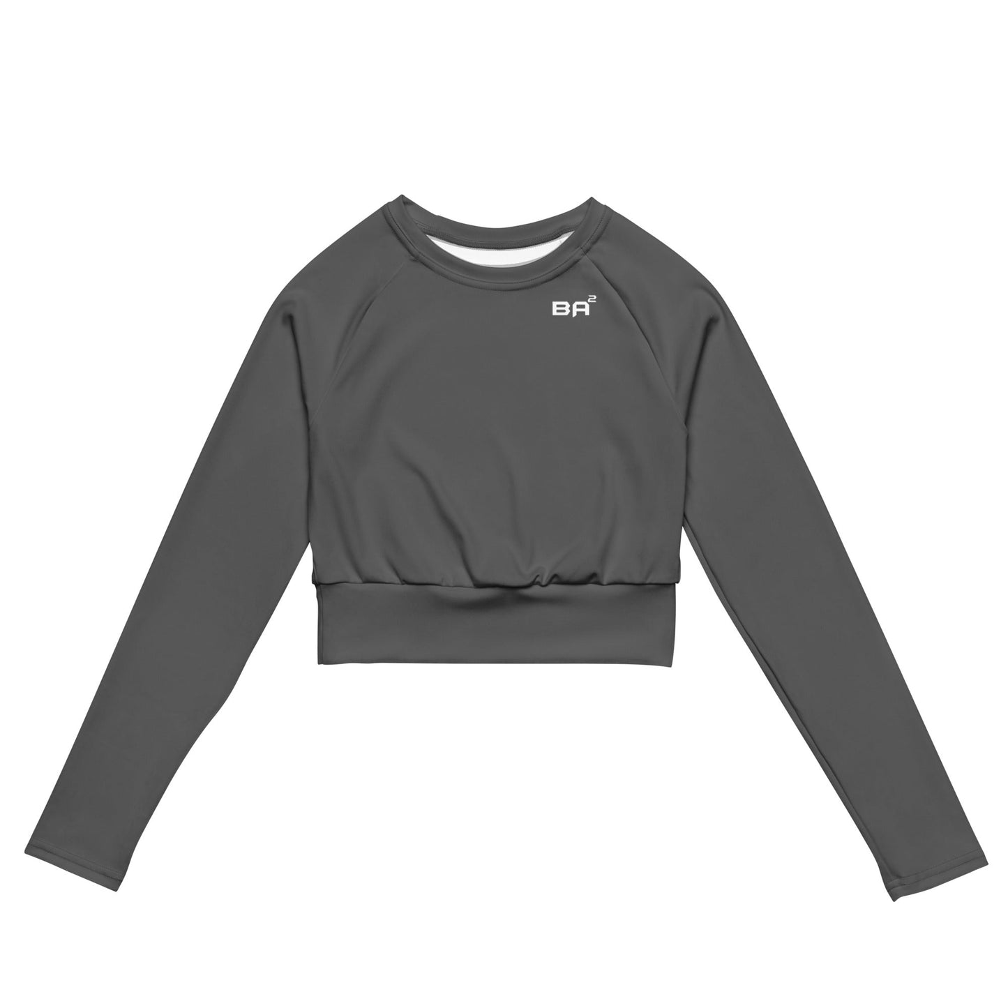 Recycled Long-Sleeve Crop Top Grey Front