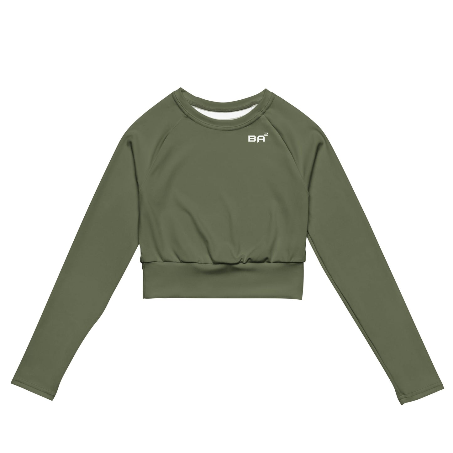 Recycled Long-Sleeve Crop Top Green Front