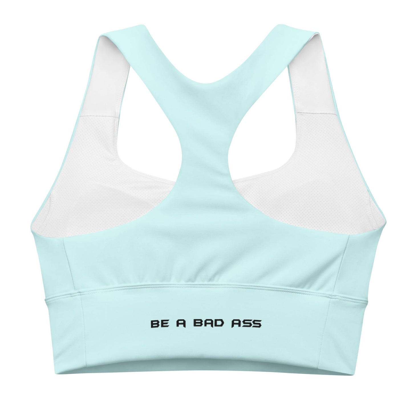 recycled longline sports bra light cyan back - basquaredfitness