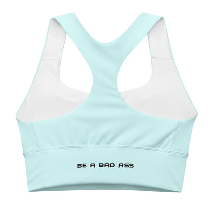 recycled longline sports bra light cyan back - basquaredfitness