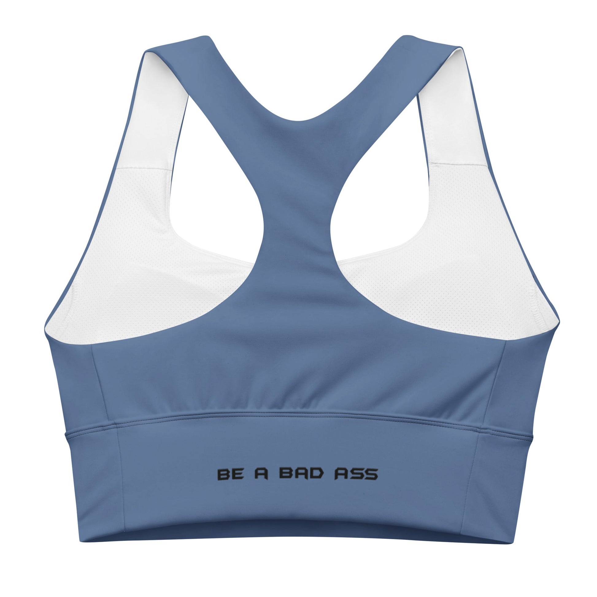 recycled longline sports bra kashmir blue back - basquaredfitness