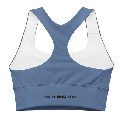 recycled longline sports bra kashmir blue back - basquaredfitness