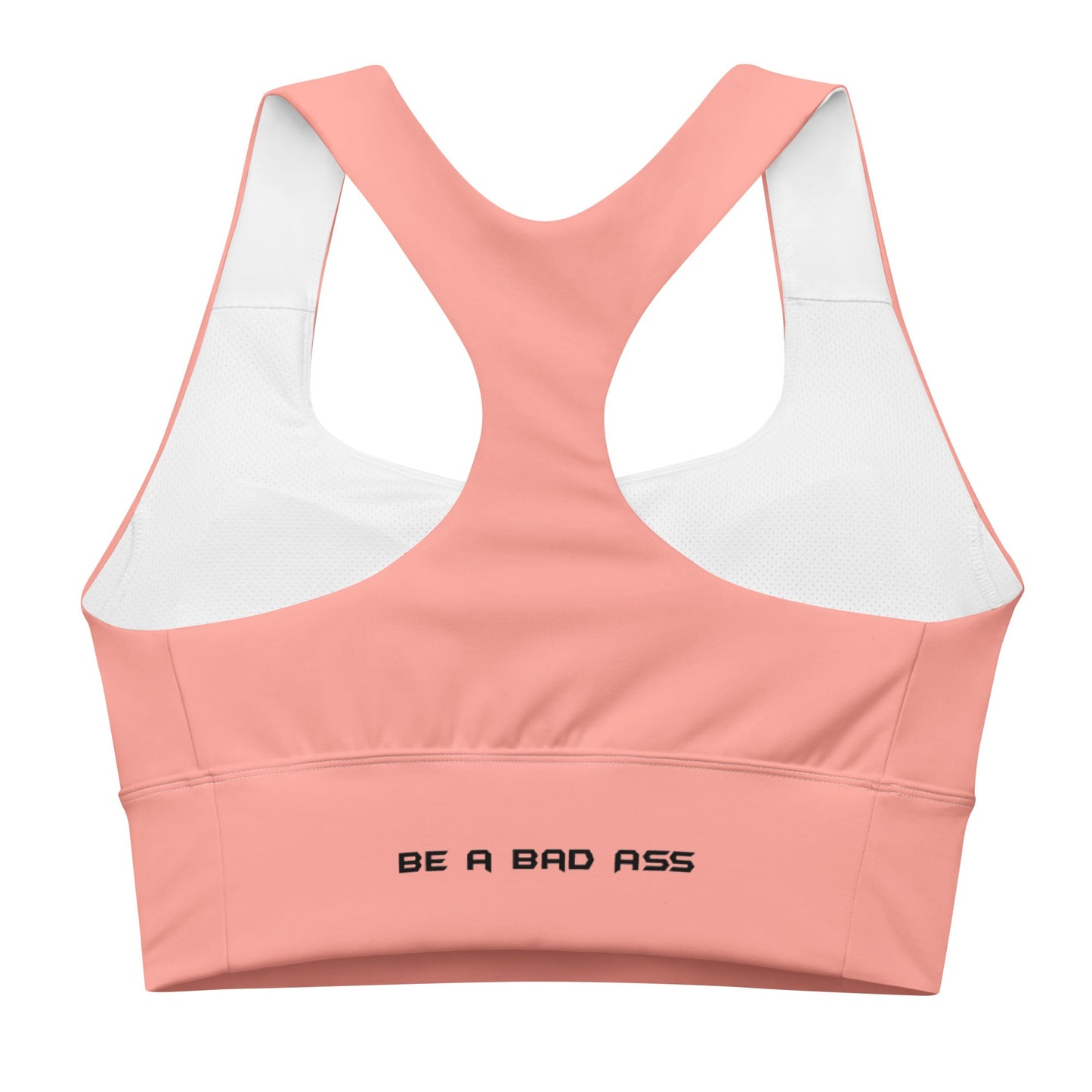 recycled longline sports bra rose bud front - basquaredfitness