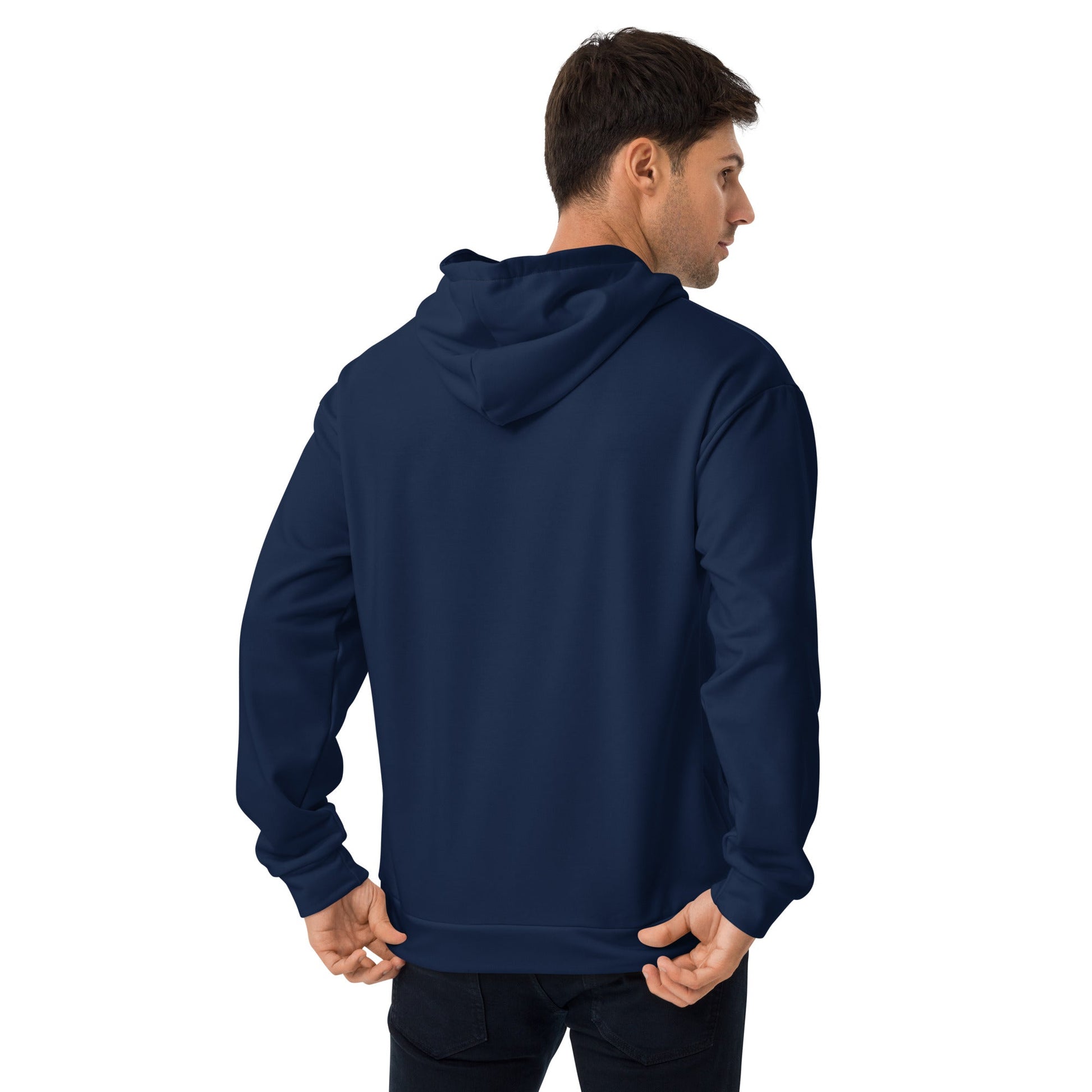 recycled unisex hoodie navy back - basquaredfitness