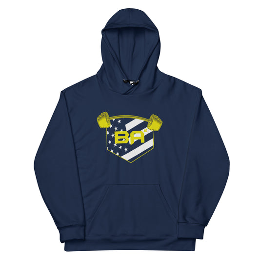 recycled unisex hoodie navy navy front - basquaredfitness