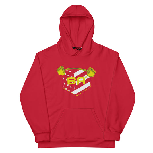 recycled unisex hoodie red marines front - basquaredfitness