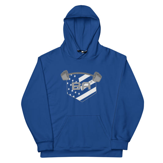 recycled unisex hoodie dark cerulean air force front - basquaredfitness
