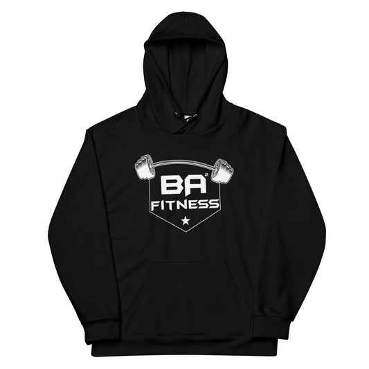 recycled unisex hoodie black white front - basquaredfitness
