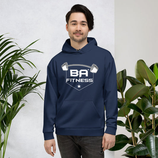 recycled unisex hoodie navy front - basquaredfitness