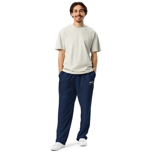 recycled unisex wide leg joggers navy front - basquaredfitness
