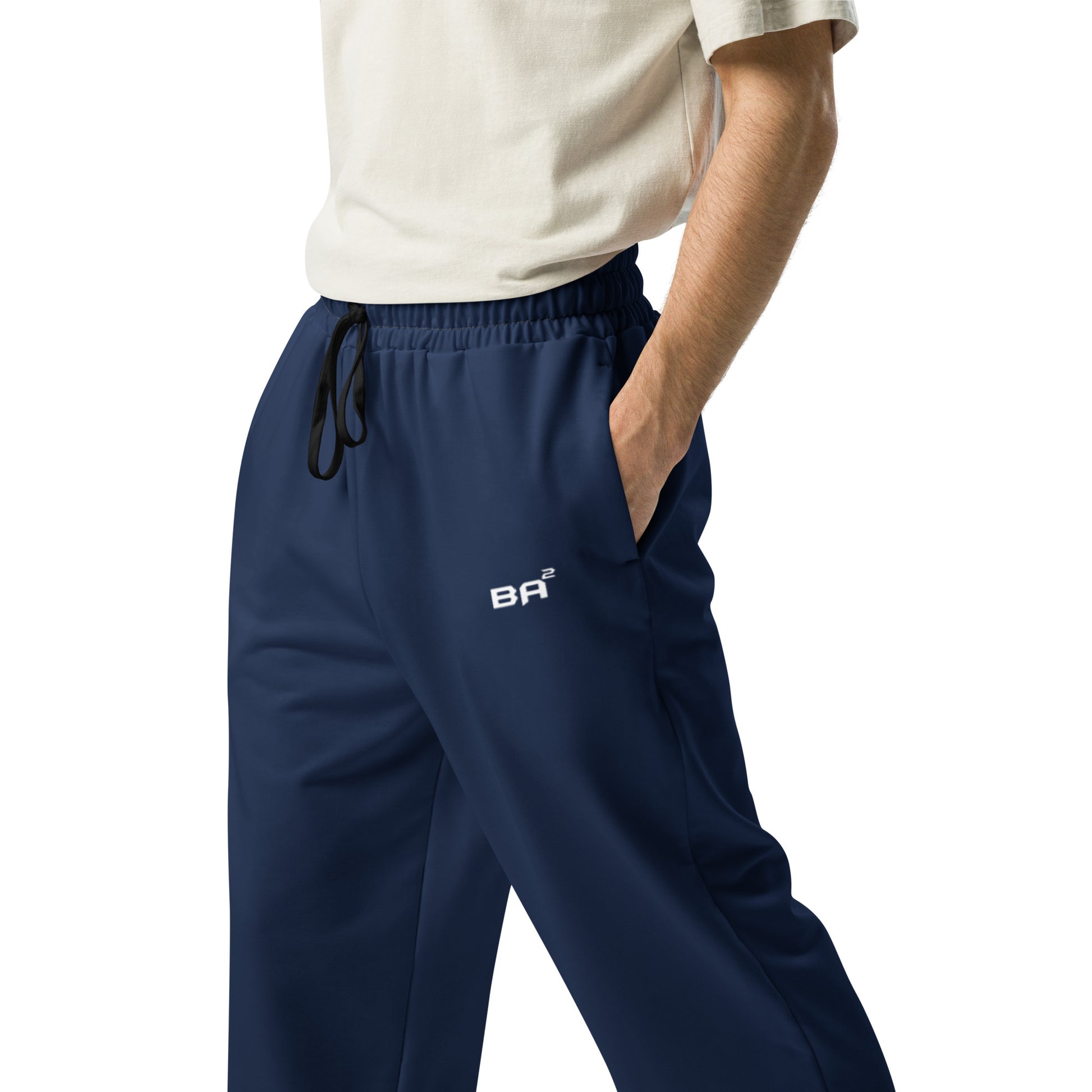 Recycled Wide-Leg Joggers Navy Left