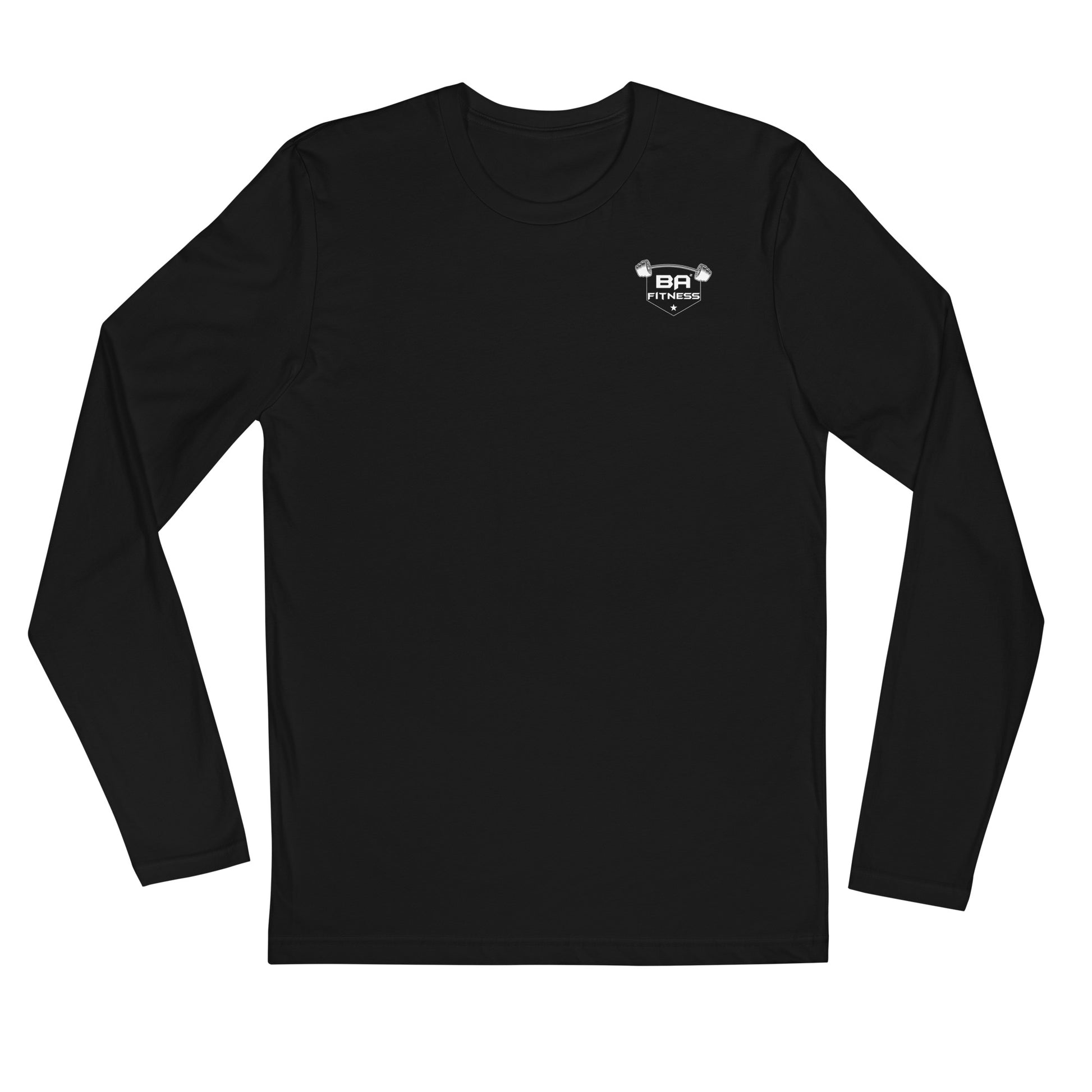 mens fitted long sleeve shirt black front - basquaredfitness