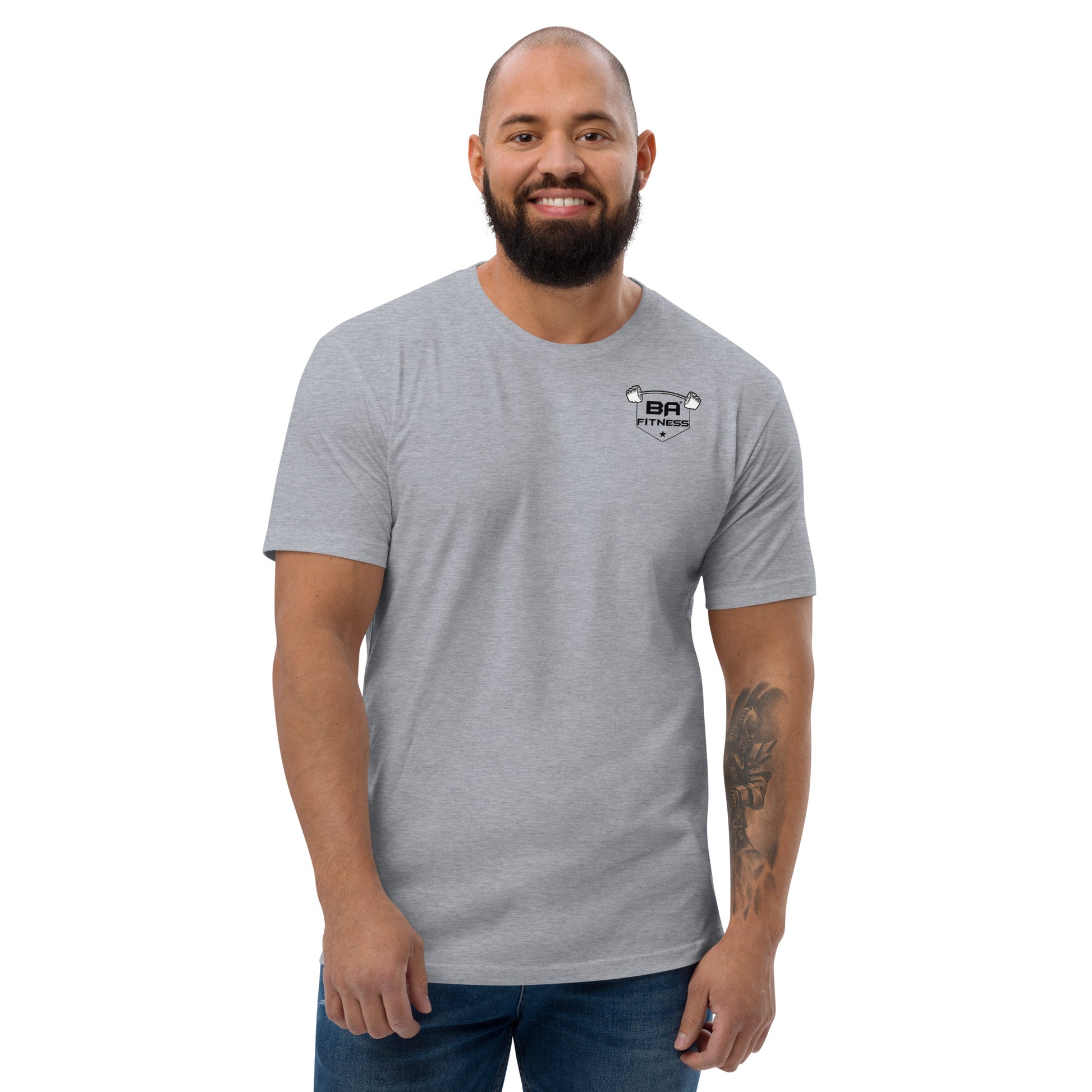 fitted t-shirt heather grey front - basquaredfitness