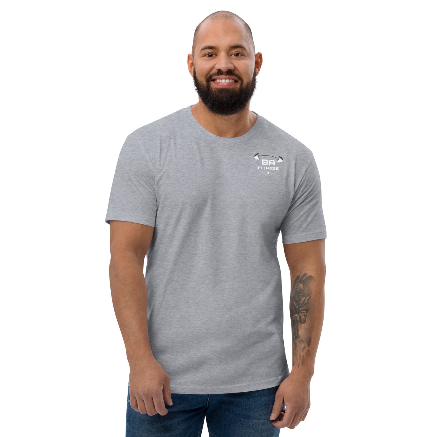 fitted t-shirt heather grey front - basquaredfitness