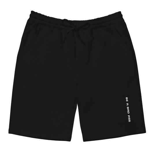 mens fleece shorts black front - basquaredfitness