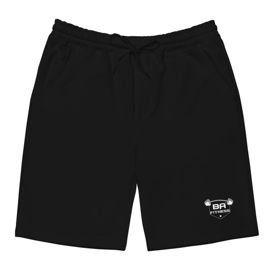 mens fleece shorts black front - basquaredfitness