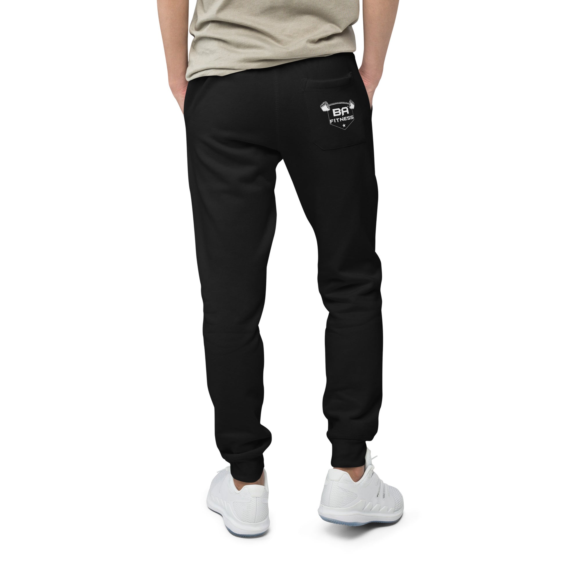 unisex fleece sweatpants black back - basquaredfitness