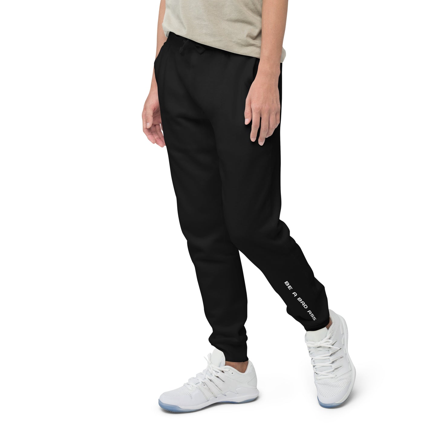 unisex fleece sweatpants black left front - basquaredfitness