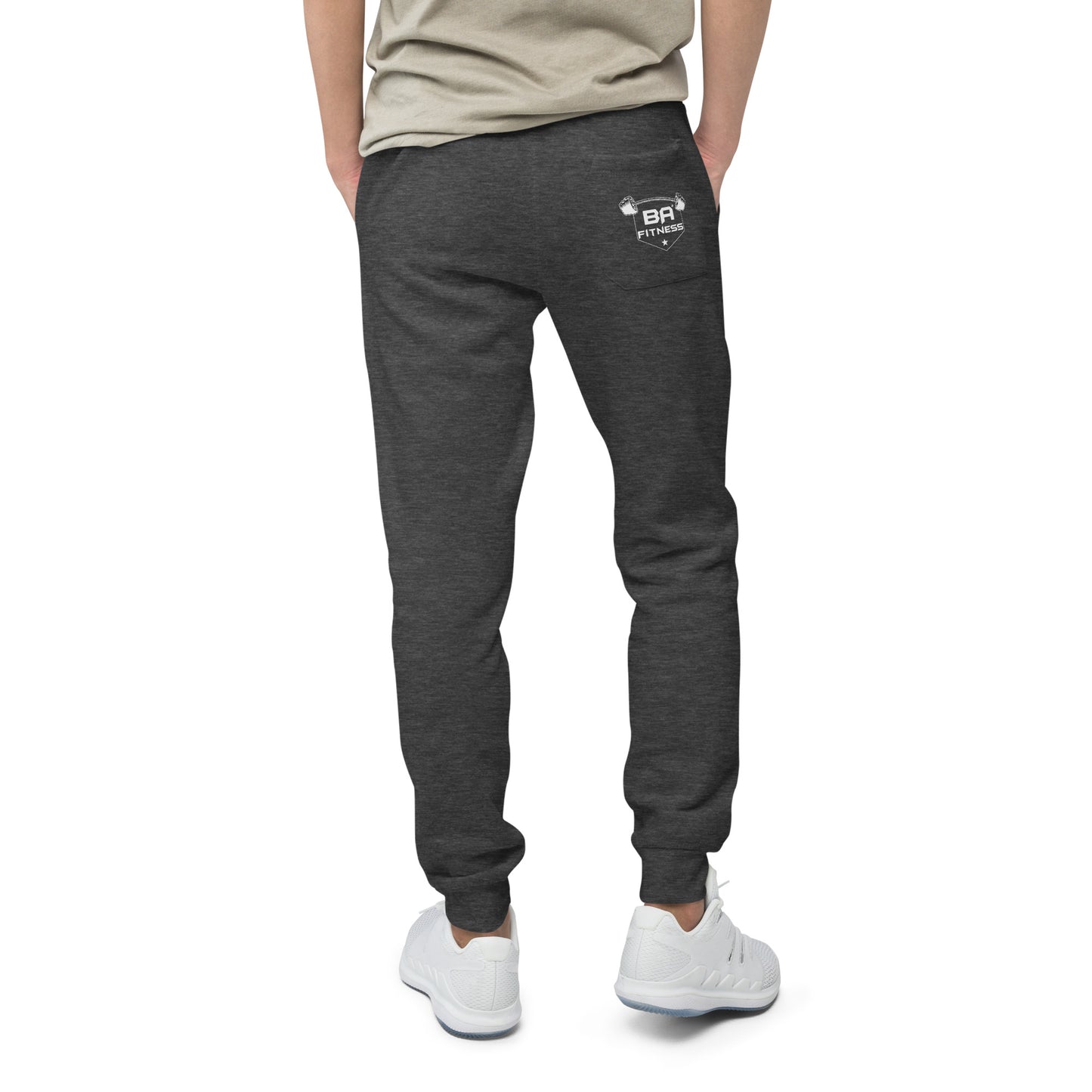 unisex fleece sweatpants charcoal heather back - basquaredfitness