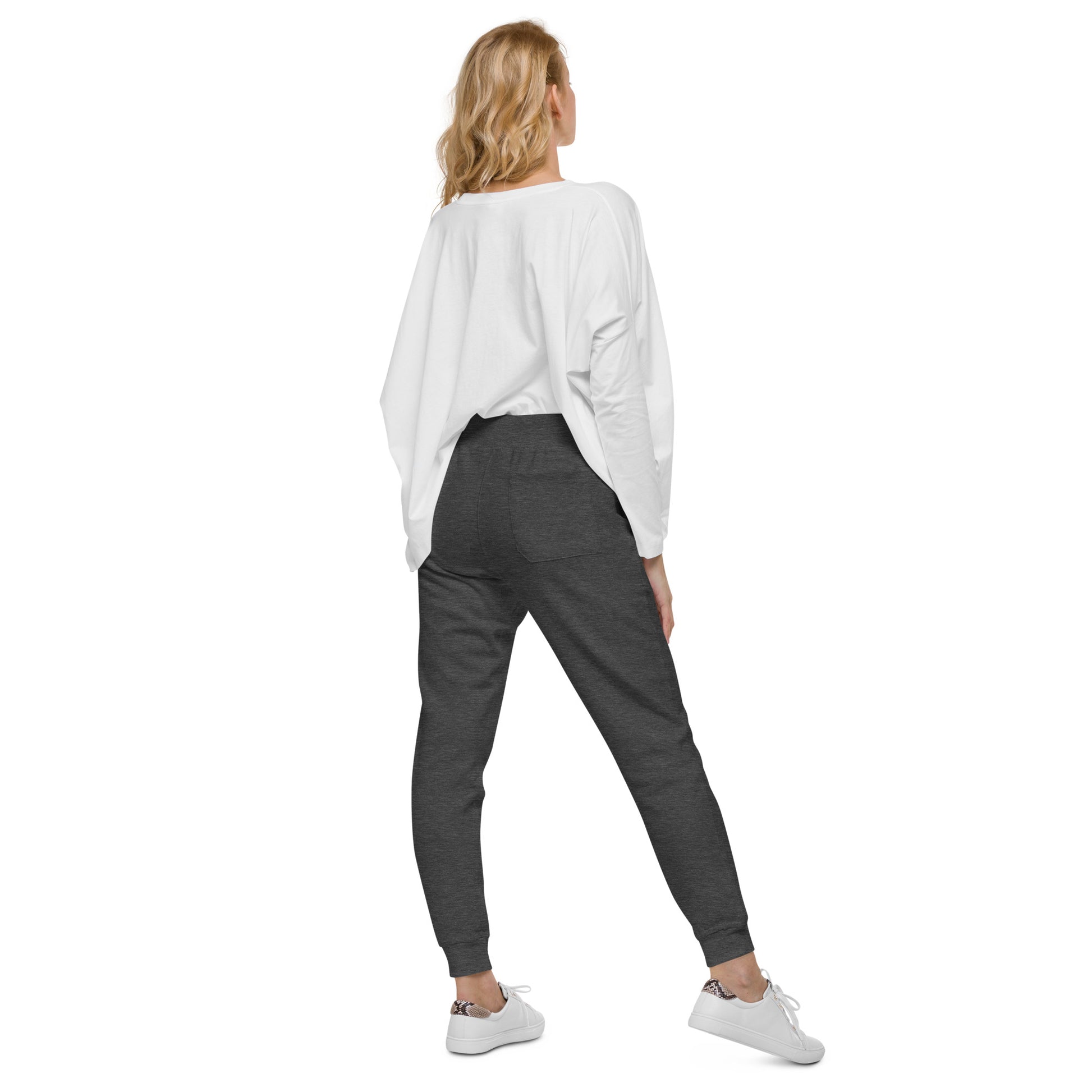 unisex fleece sweatpants charcoal heather back - basquaredfitness