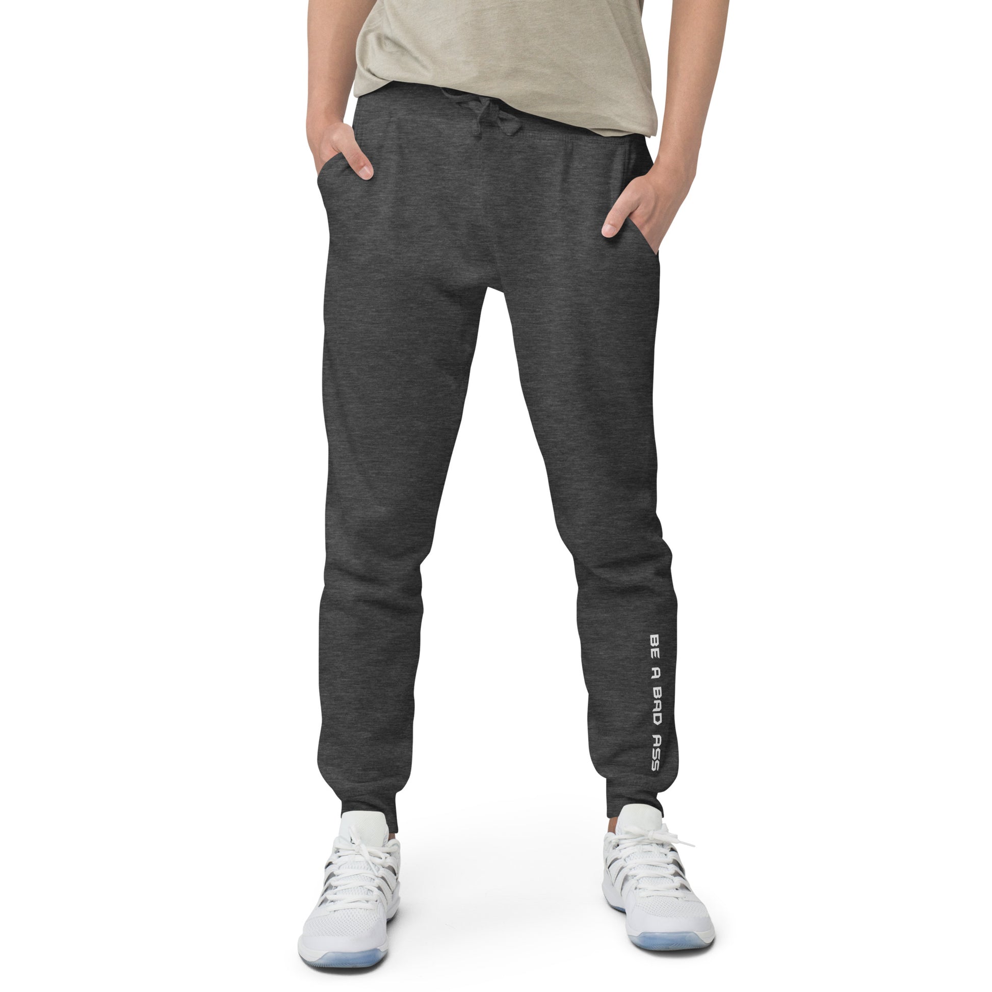 unisex fleece sweatpants charcoal heather front - basquaredfitness