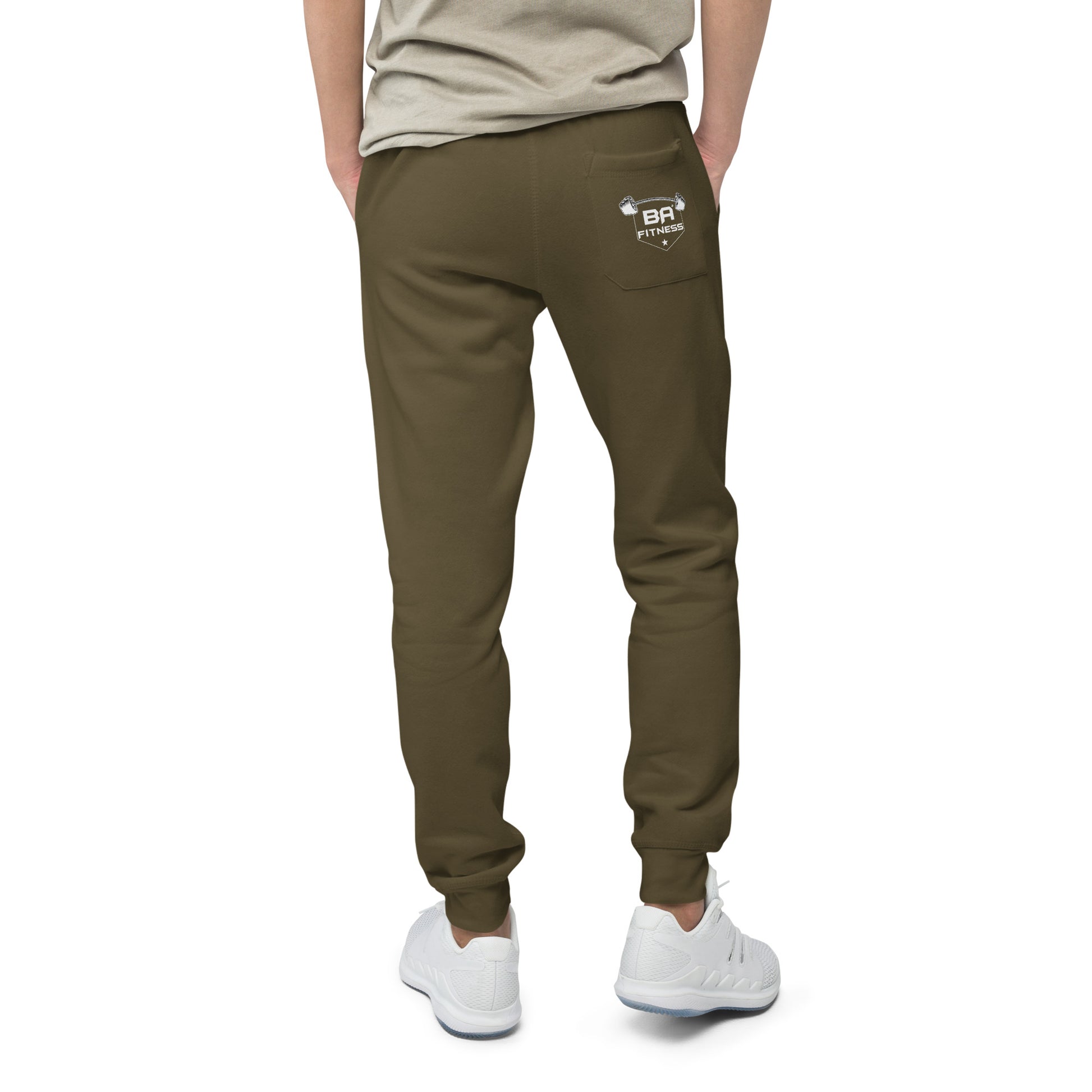 unisex fleece sweatpants military green back - basquaredfitness