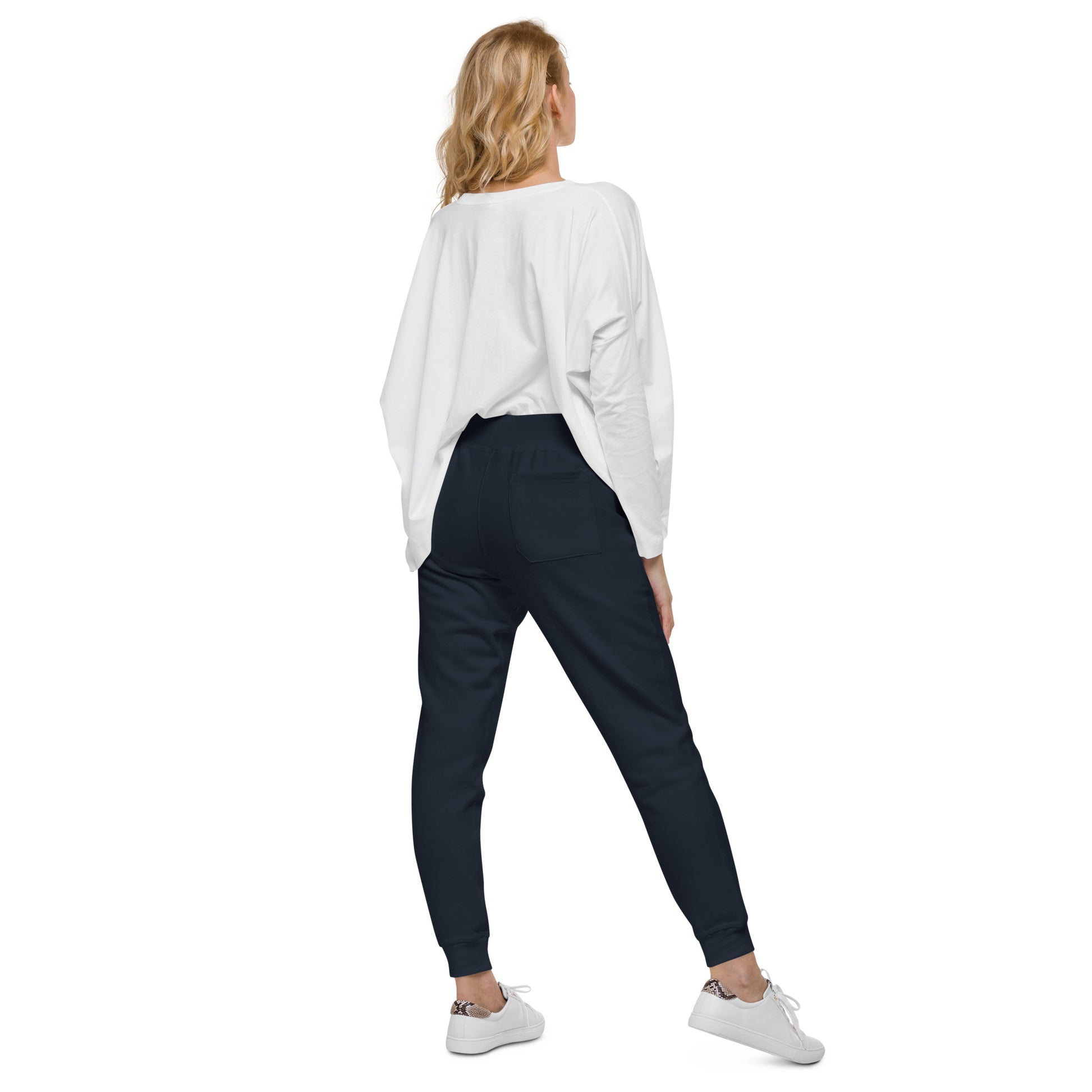 unisex fleece sweatpants navy blazer back - basquaredfitness