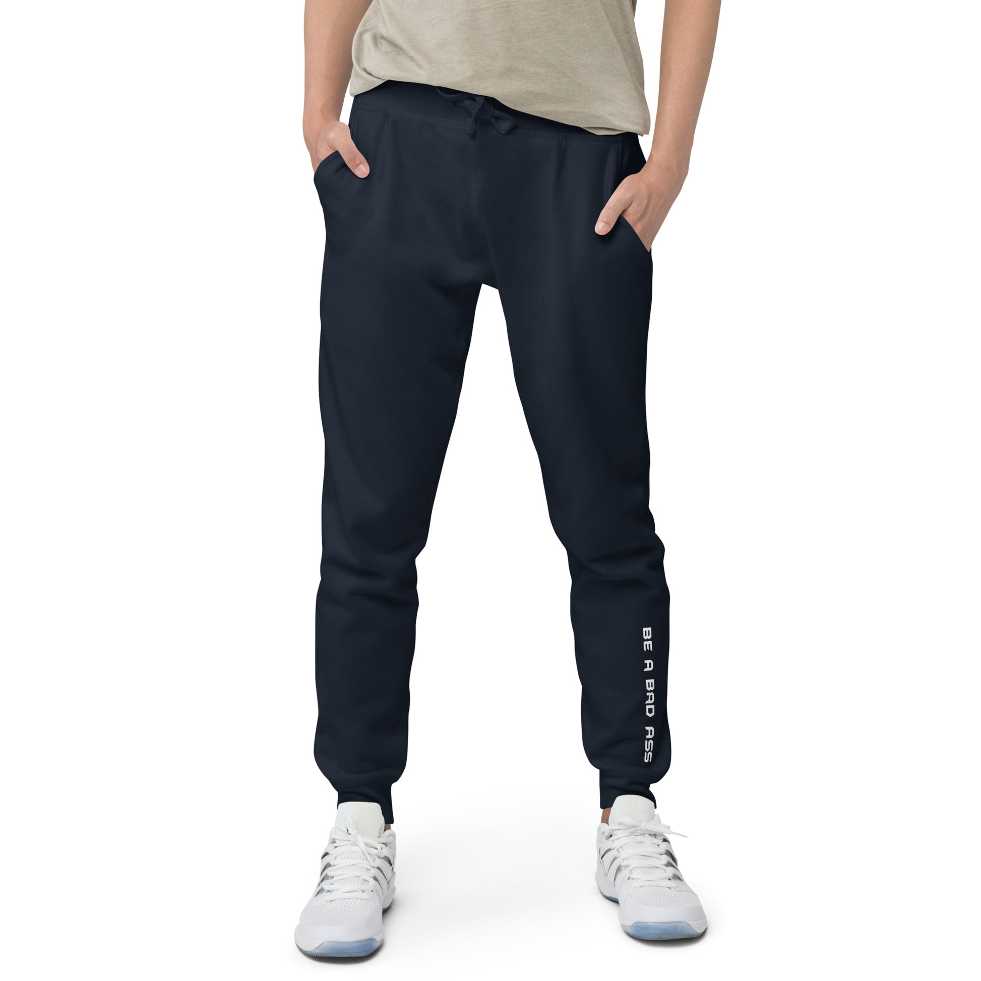 unisex fleece sweatpants navy front - basquaredfitness