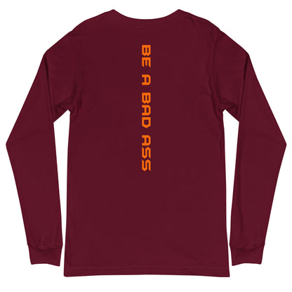 unisex long sleeve tee maroon back - basquaredfitness