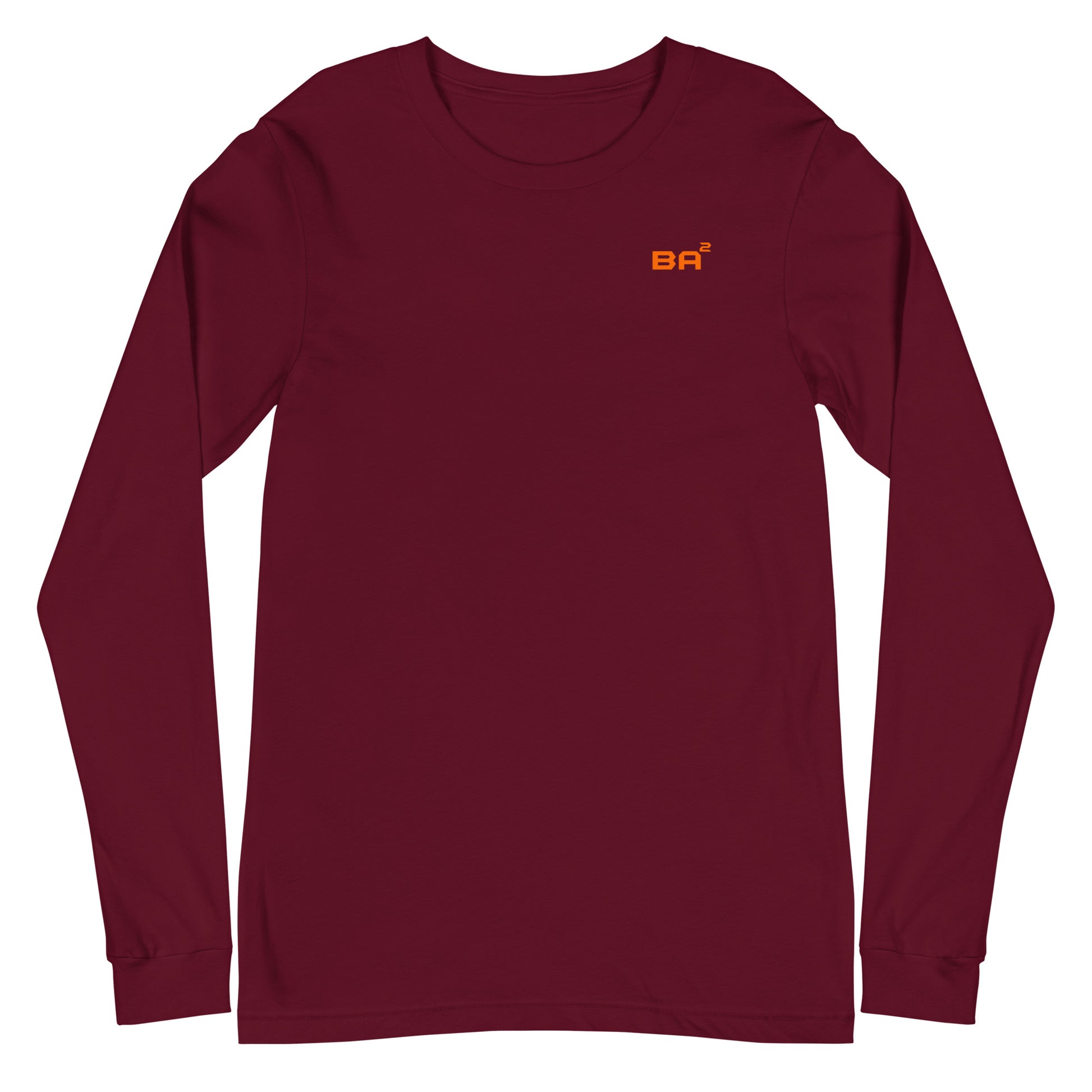 unisex long sleeve tee maroon front - basquaredfitness