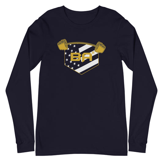 Unisex long sleeve tee navy front - basquaredfitness