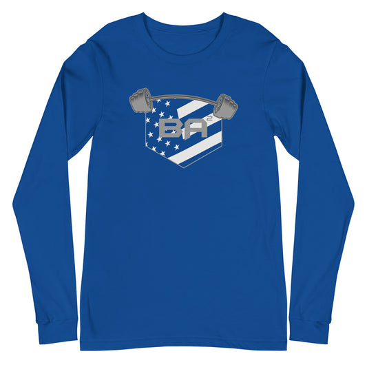 Unisex long sleeve tee dark cerulean front - basquaredfitness