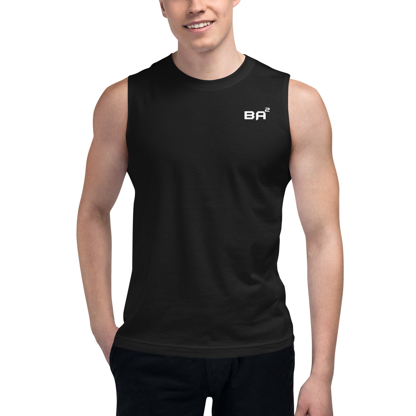 Unisex muscle tank black front - basquaredfitness