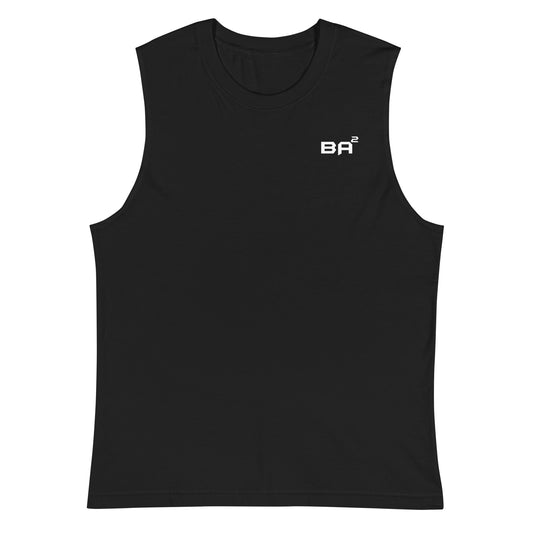 unisex muscle shirt black front - basquaredfitness