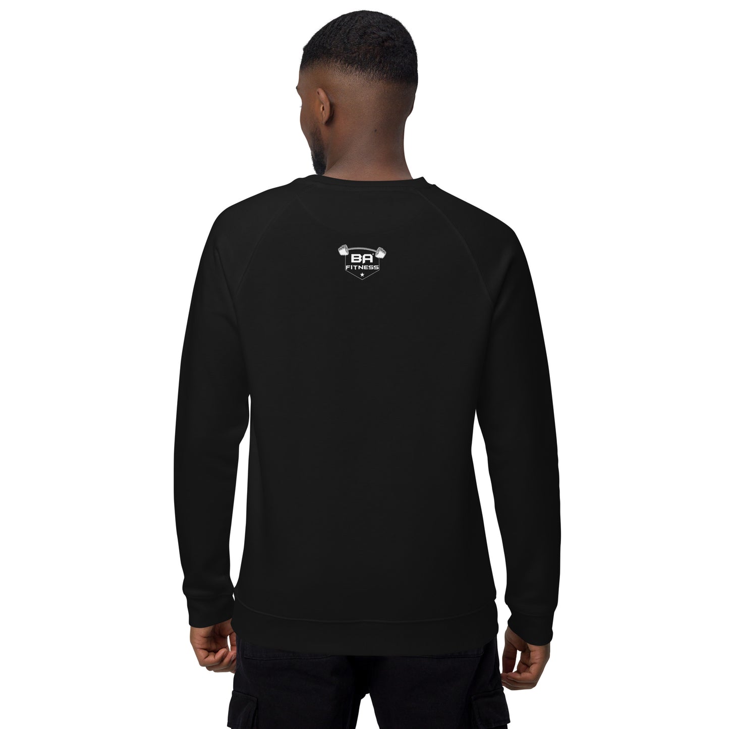 Unisex organic raglan sweatshirt black back - basquaredfitness