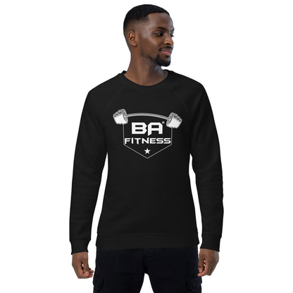 Unisex organic raglan sweatshirt black front - basquaredfitness