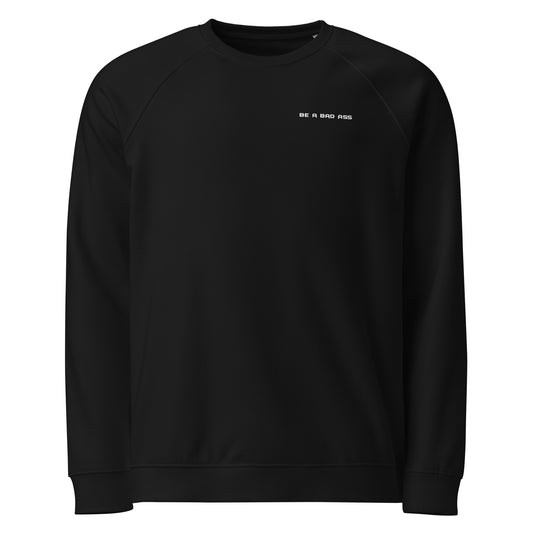 unisex organic raglan sweatshirt black front - basquaredfitness