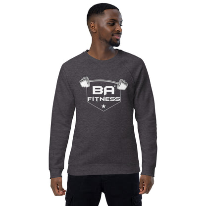 Unisex organic raglan sweatshirt charcoal melange front - basquaredfitness