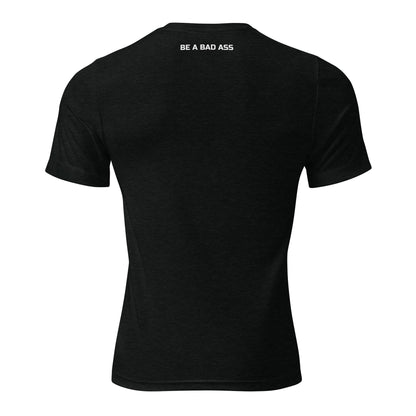 BA2 Essential Training Tee back - Be A Bad Ass tagline detail on performance shirt