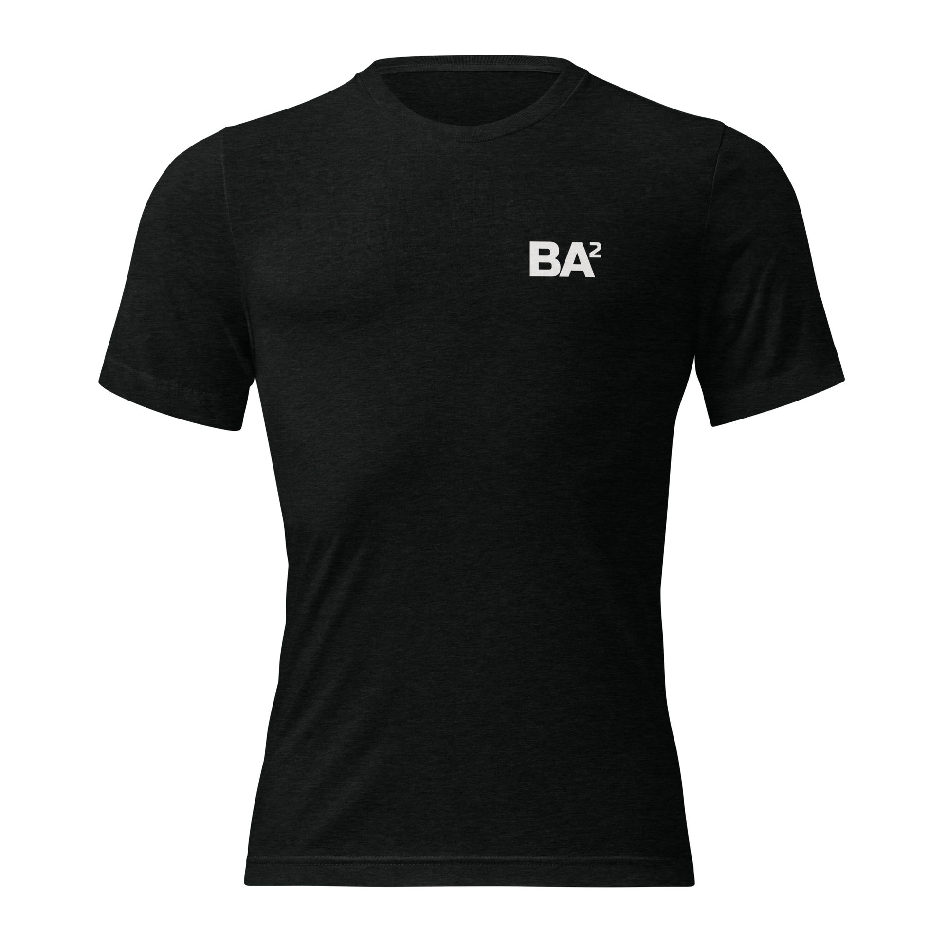 BA2 Essential Training Tee black front - performance tri-blend fabric for gym and CrossFit
