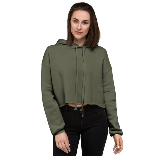 cropped hoodie military green front - basquaredfitness