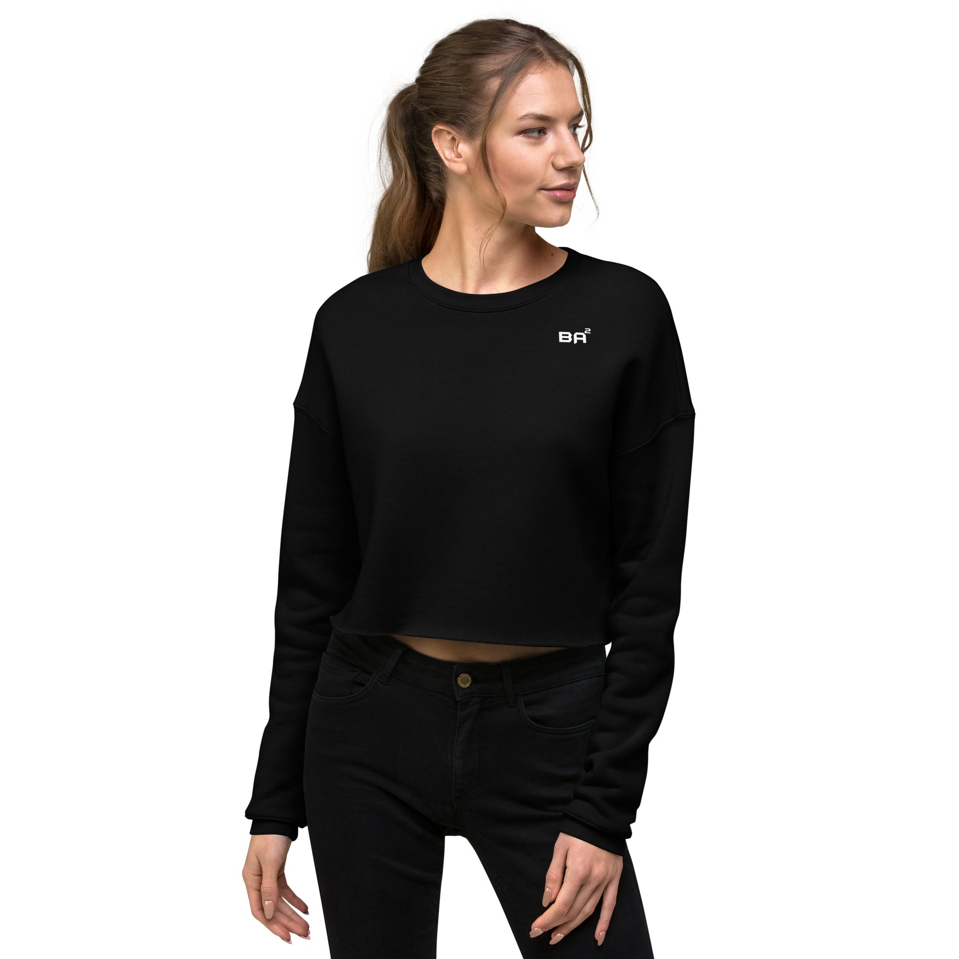 womens cropped sweatshirt black front - basquaredfitness