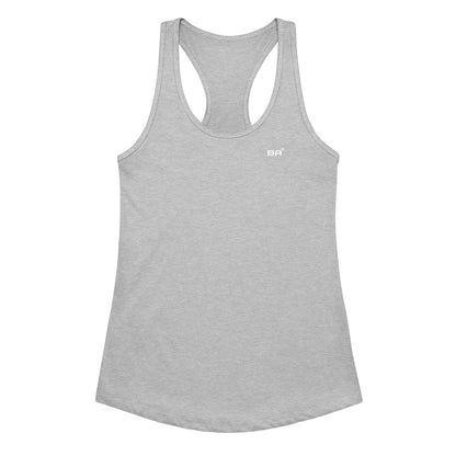 womens ideal racerback tank top heather grey front - basquaredfitness