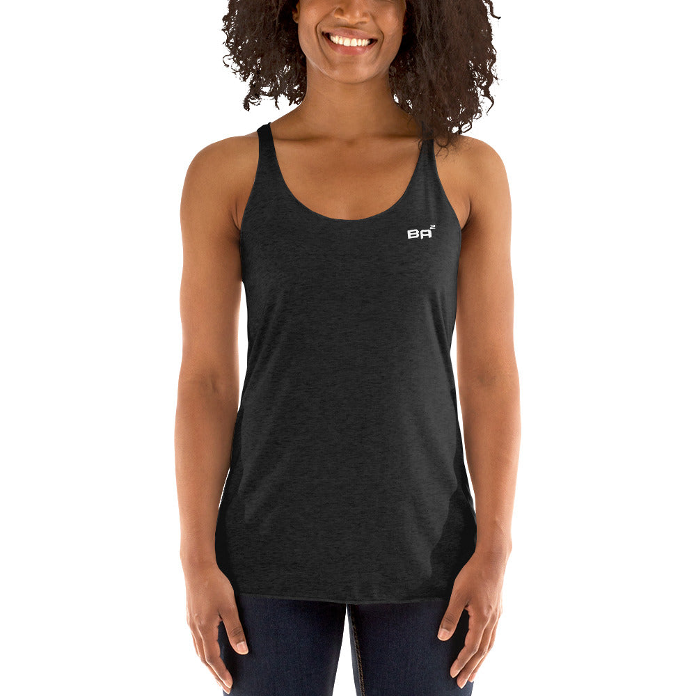 racerback tank top premium vintage black front - basquaredfitness