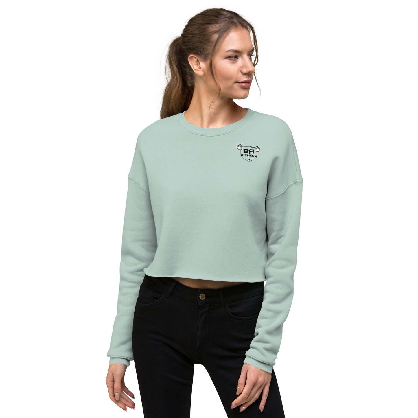 Crop sweatshirt dusty blue front - basquaredfitness