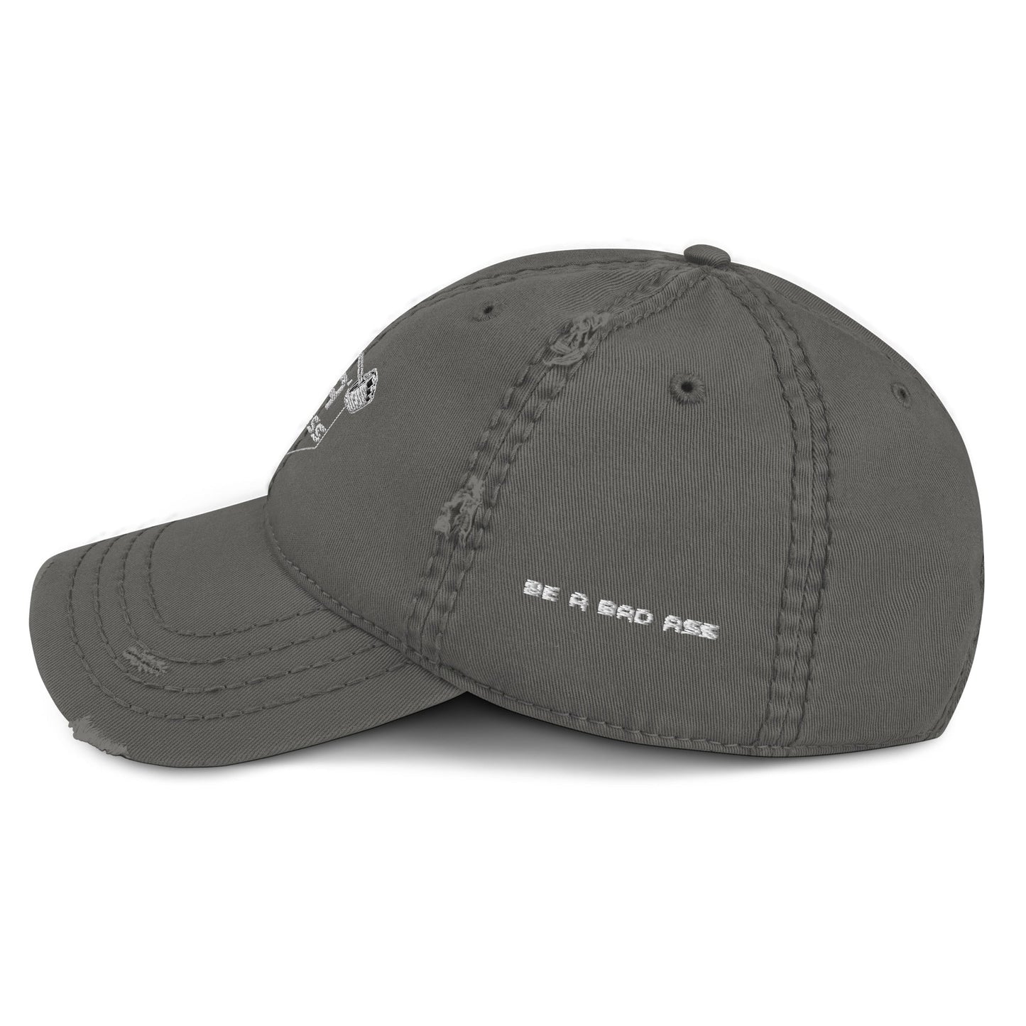 Distressed hat charcoal grey left - basquaredfitness