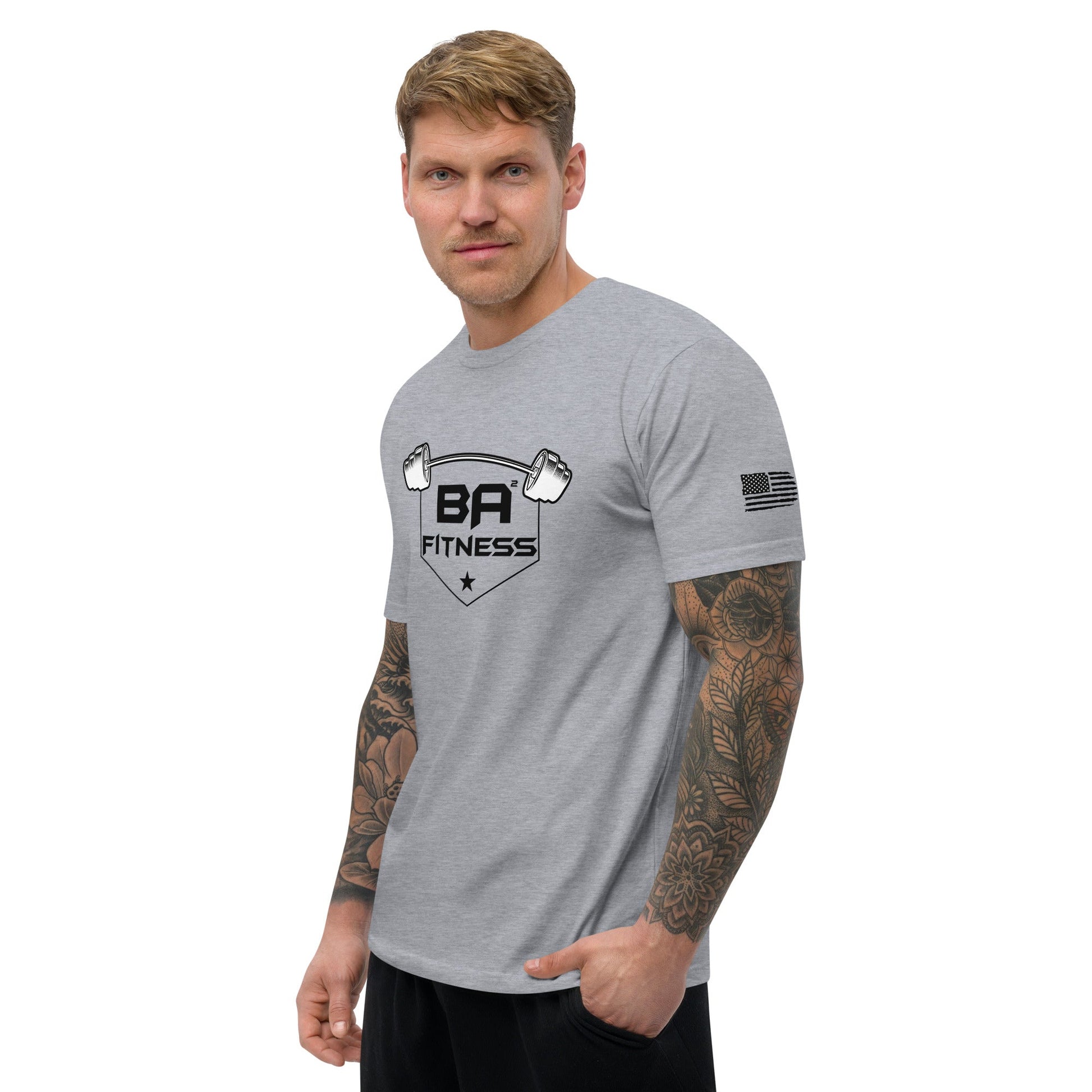 Fitted t-shirt heather grey left - basquaredfitness